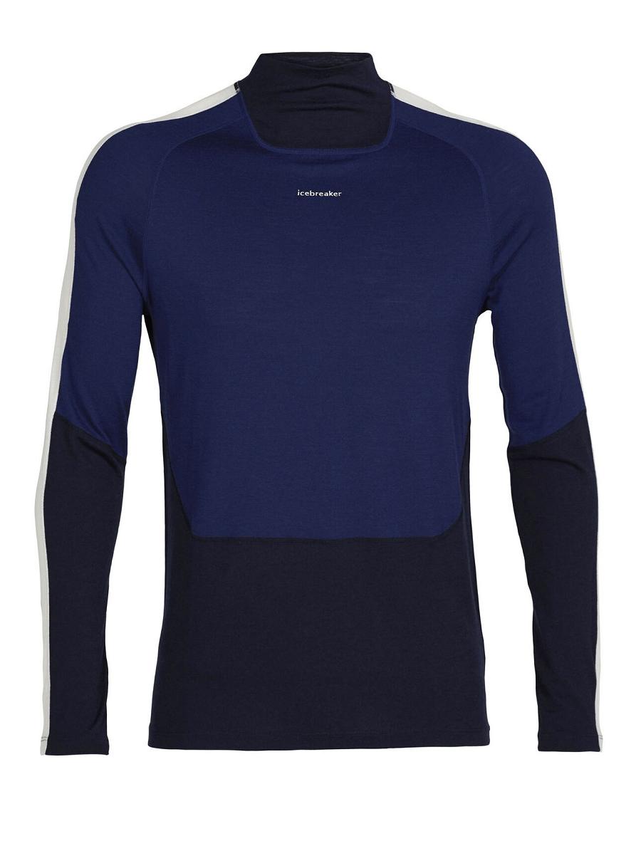 Midnight Navy / Royal Navy Men's Icebreaker Merino 200 Sonebula Long Sleeve High Neck Thermal Top Base Layers | USA 1346CTVE